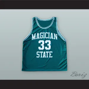 Magic Johnson 33 Magician State Green Basketball Jersey