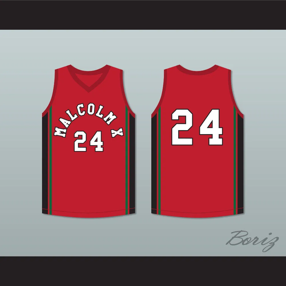 Malcolm X 24 Red Basketball Jersey