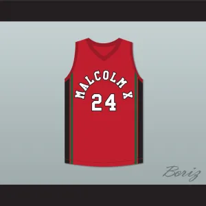 Malcolm X 24 Red Basketball Jersey