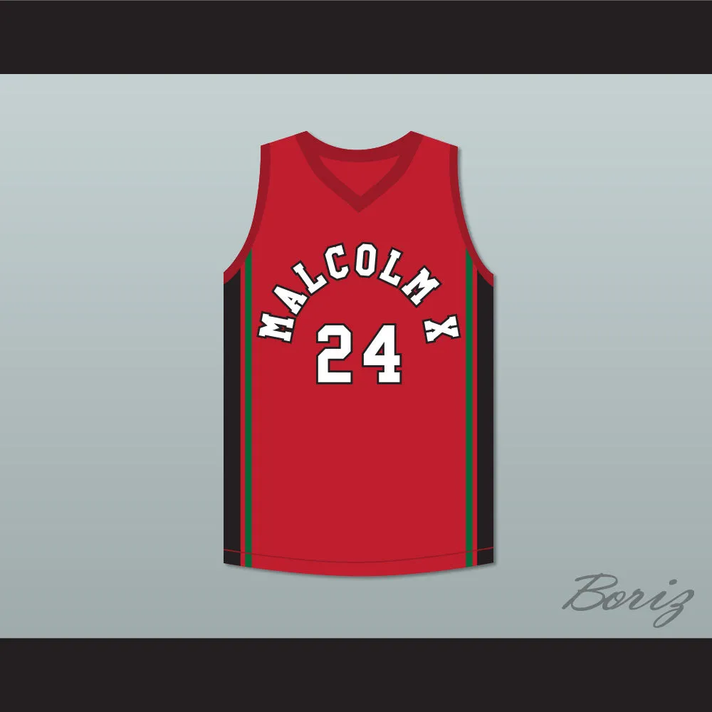 Malcolm X 24 Red Basketball Jersey