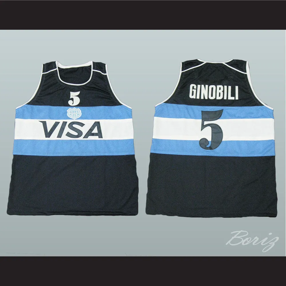 Manu Ginobili 5 Argentina Black Basketball Jersey