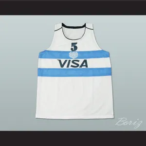 Manu Ginobili 5 Argentina White Basketball Jersey