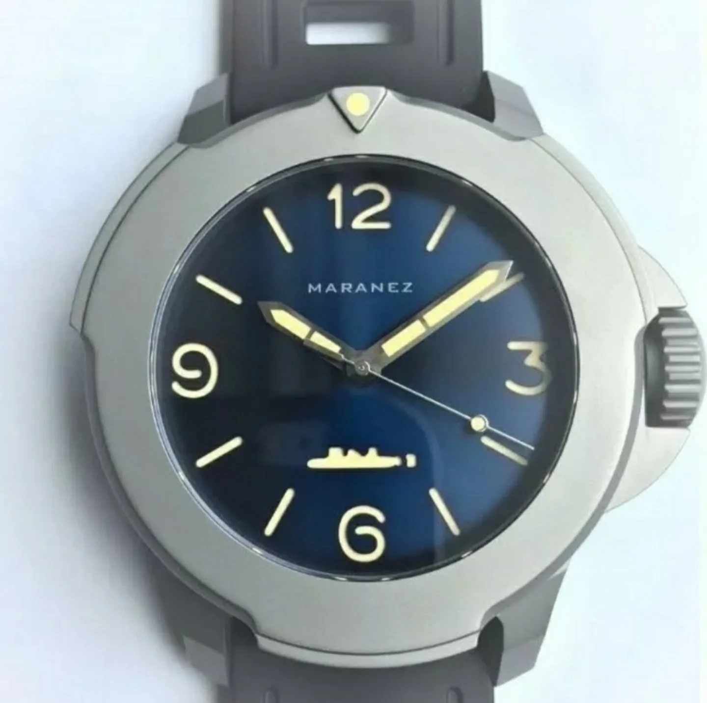 Maranez Bangla 47 titanium automatic watch Blue Sunray dial