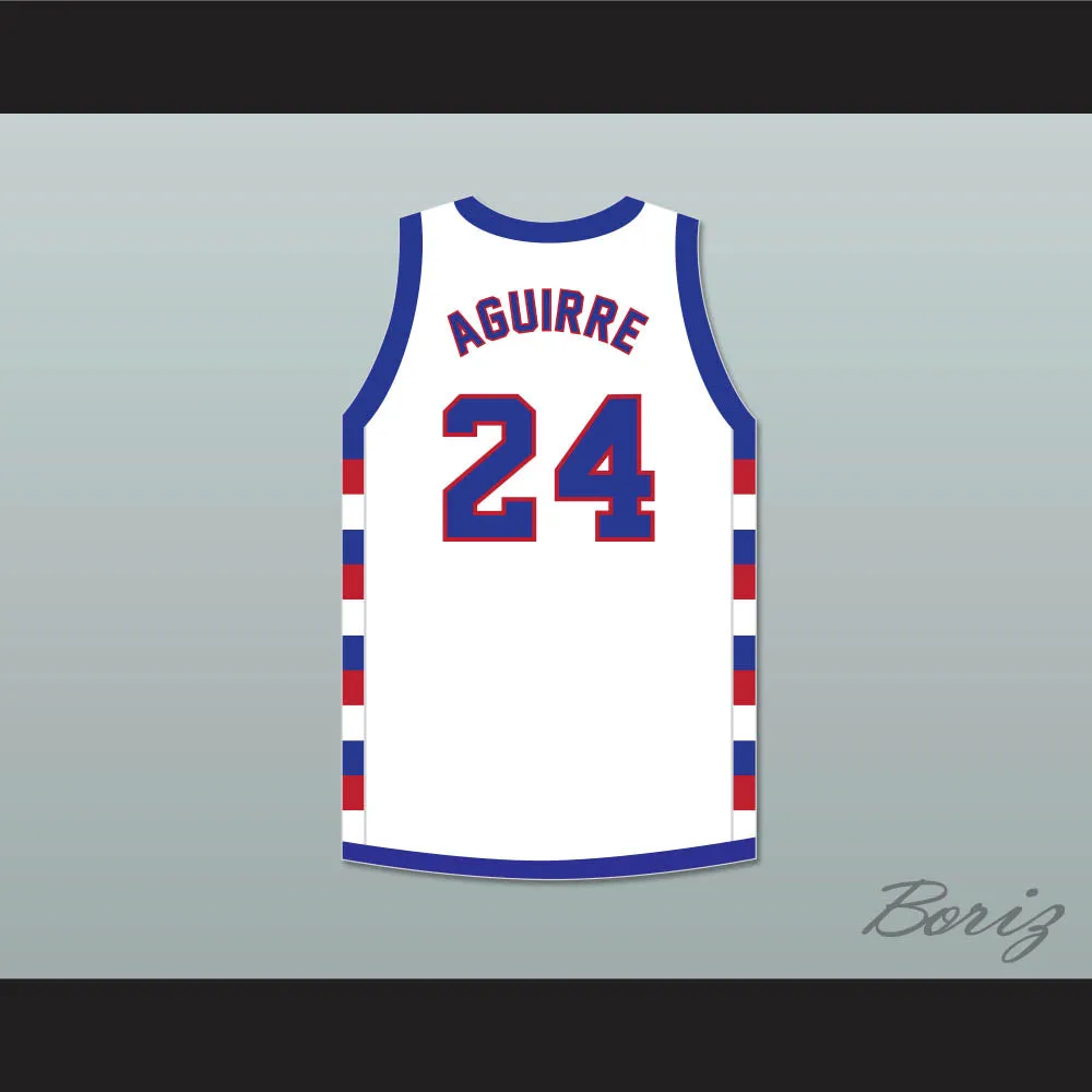 Mark Aguirre 24 DPaul school  White Basketball Jersey
