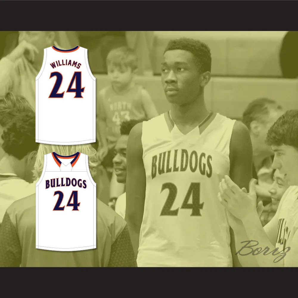 Mark Williams 24 Norfolk Academy Bulldogs White Basketball Jersey 2
