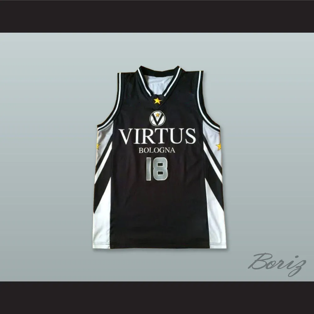 Matjaz Smodis 18 Virtus Bologna Italy Black Basketball Jersey