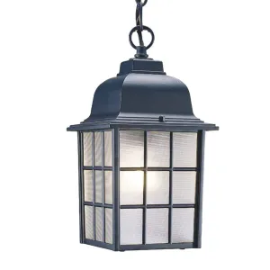 Matte Black Window Pane Lantern Hanging Light