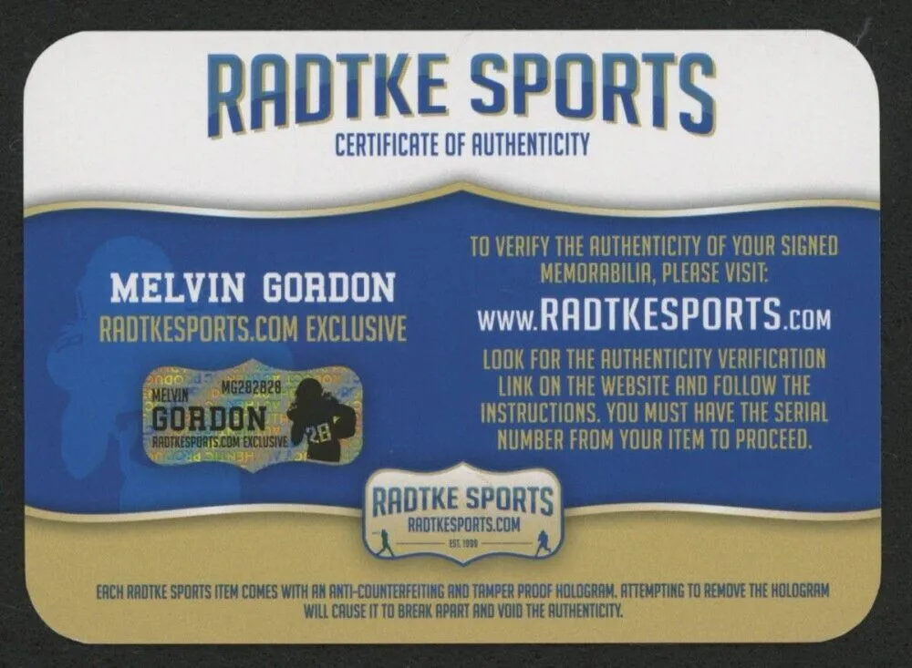 Melvin Gordon Signed Denver Broncos Jersey (Radtke COA) 2xPro Bowl Running Back