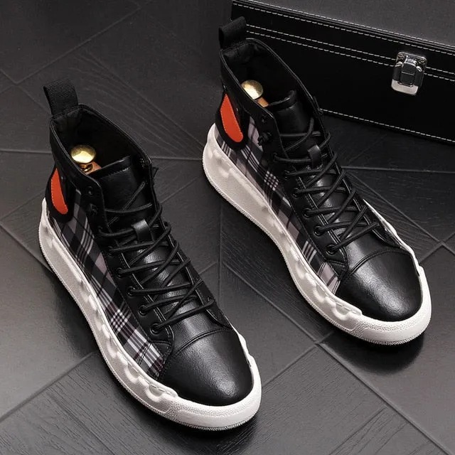 Men Casual Ankle Boots Spring Autumn High Top Men's Vulcanize Comfortable Sneakers Walking Leisure Shoes