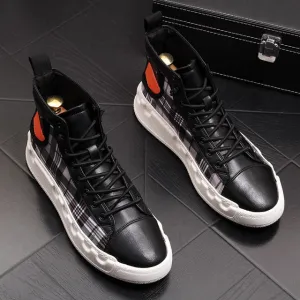 Men Casual Ankle Boots Spring Autumn High Top Men's Vulcanize Comfortable Sneakers Walking Leisure Shoes