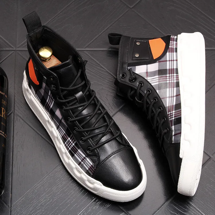 Men Casual Ankle Boots Spring Autumn High Top Men's Vulcanize Comfortable Sneakers Walking Leisure Shoes