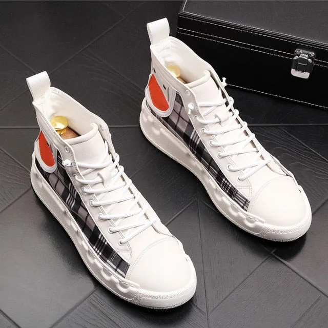 Men Casual Ankle Boots Spring Autumn High Top Men's Vulcanize Comfortable Sneakers Walking Leisure Shoes