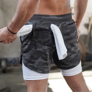 Mens 2 in 1 Quick Dry Running Shorts