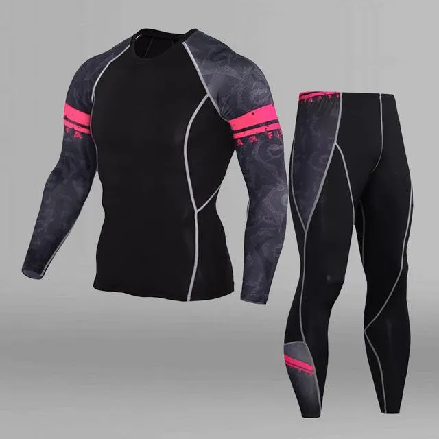 Men's Compression Run jogging Suits Clothes Sports Set 4xl Long t shirt And Pants Gym Fitness workout Tights clothing