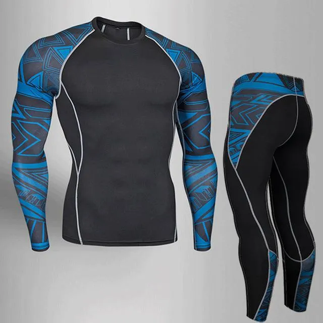 Men's Compression Run jogging Suits Clothes Sports Set 4xl Long t shirt And Pants Gym Fitness workout Tights clothing