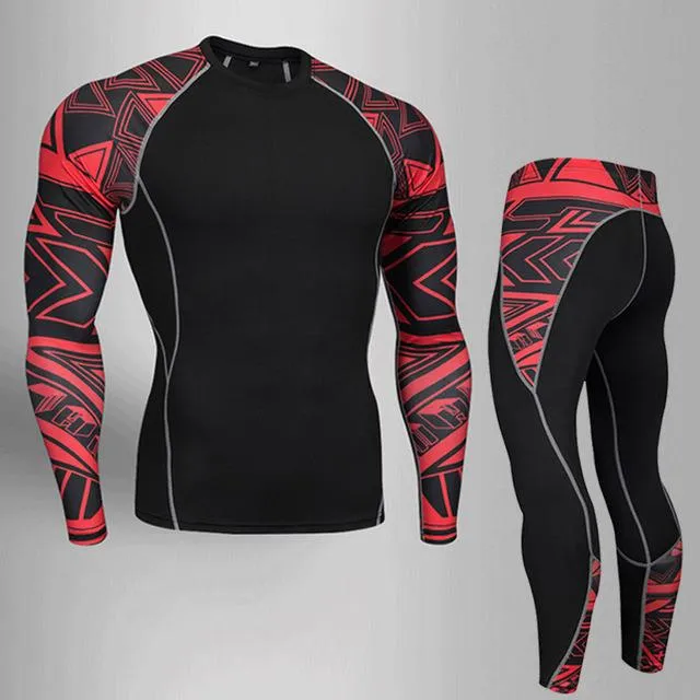 Men's Compression Run jogging Suits Clothes Sports Set 4xl Long t shirt And Pants Gym Fitness workout Tights clothing