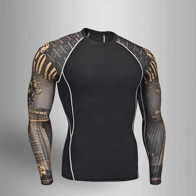 Men's Compression Run jogging Suits Clothes Sports Set 4xl Long t shirt And Pants Gym Fitness workout Tights clothing