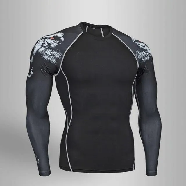 Men's Compression Run jogging Suits Clothes Sports Set 4xl Long t shirt And Pants Gym Fitness workout Tights clothing