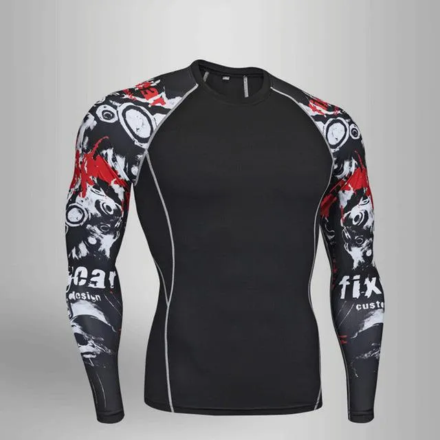 Men's Compression Run jogging Suits Clothes Sports Set 4xl Long t shirt And Pants Gym Fitness workout Tights clothing