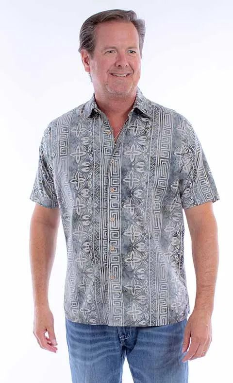 Men's Farthest Point Collection Shirt: Short Sleeve Batik
