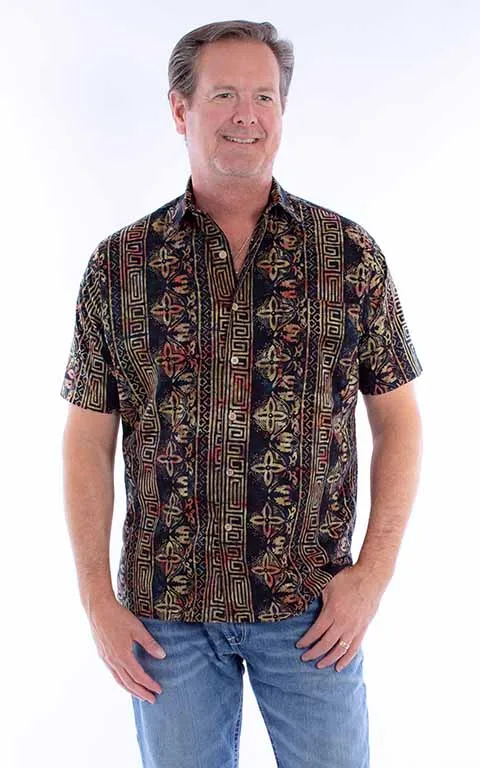 Men's Farthest Point Collection Shirt: Short Sleeve Batik