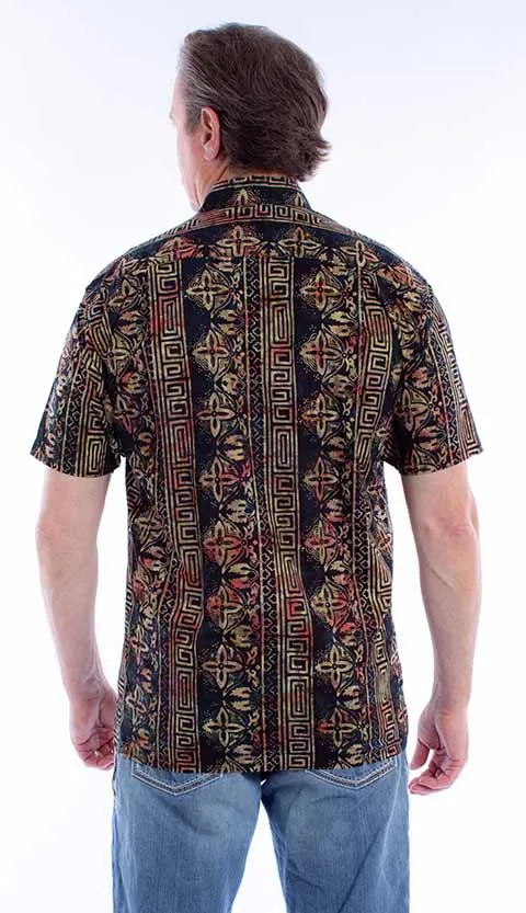 Men's Farthest Point Collection Shirt: Short Sleeve Batik