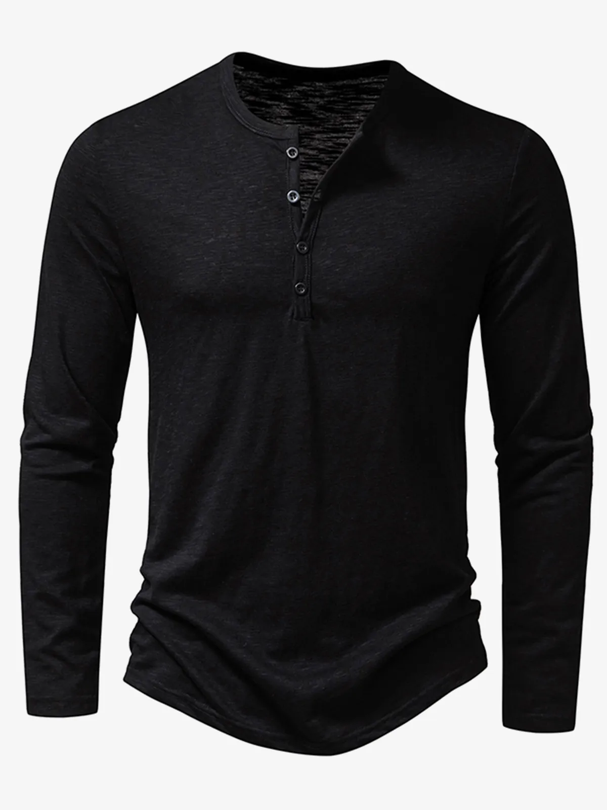 Men's Henley Collar Casual Tee Solid Color T-Shirt