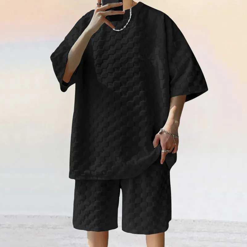 Men's Leisure Sports T-shirt & Checkered Shorts Set