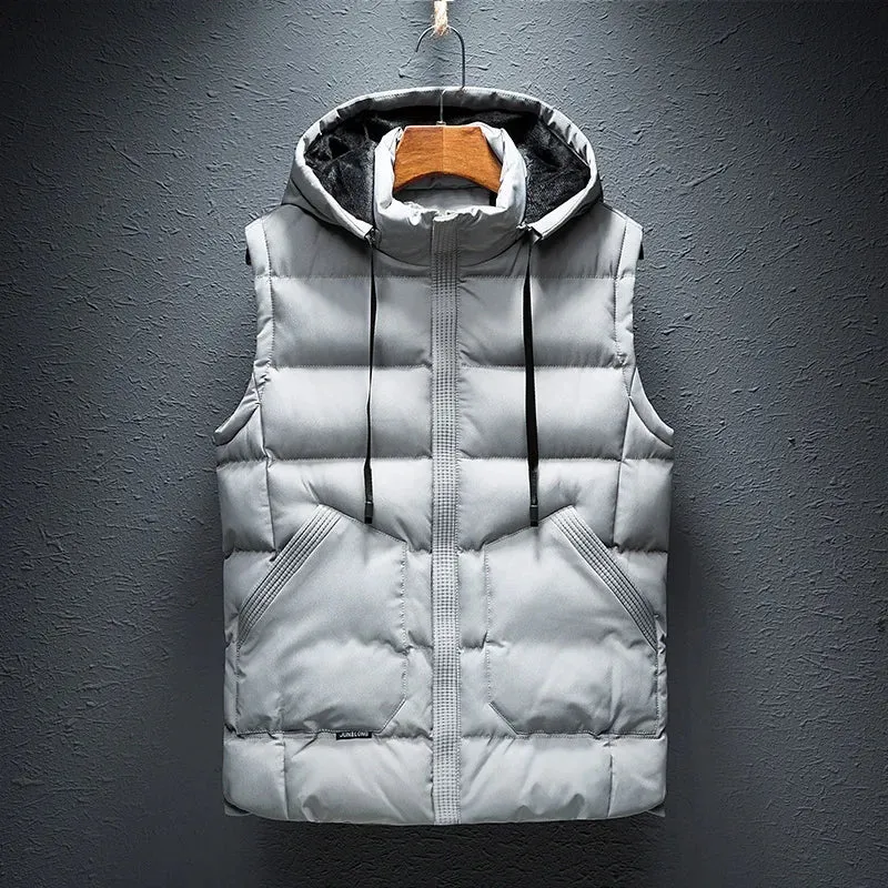 Men's Puffer Vest Warm Sleeveless Winter Jackets Waterproof Zipper Coats With Stand-Up Collar Casual Lightweight Outerwear For Cold Weather C12