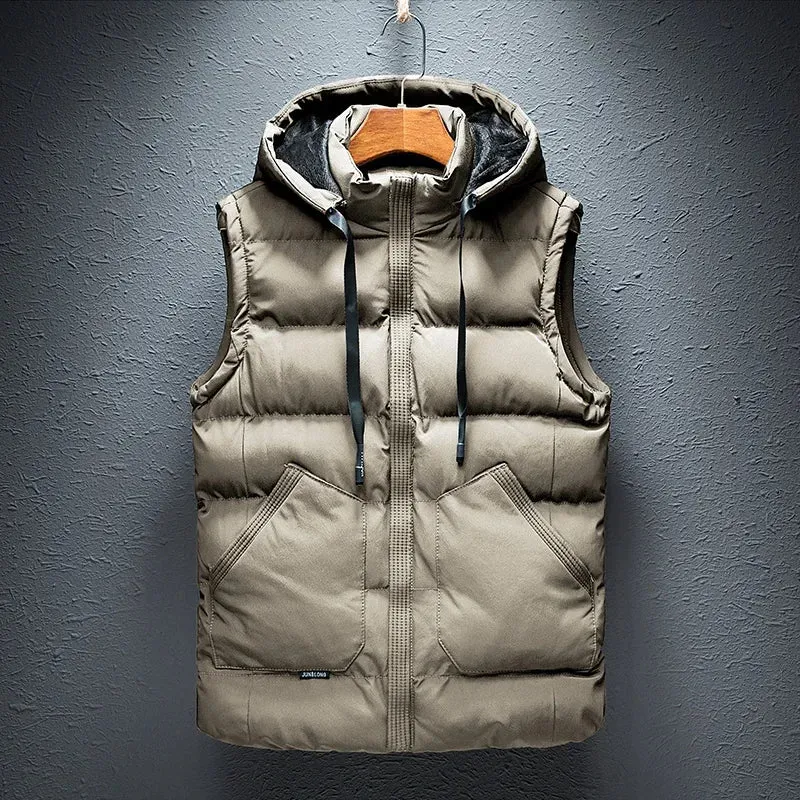 Men's Puffer Vest Warm Sleeveless Winter Jackets Waterproof Zipper Coats With Stand-Up Collar Casual Lightweight Outerwear For Cold Weather C12