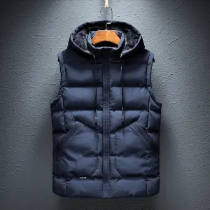Men's Puffer Vest Warm Sleeveless Winter Jackets Waterproof Zipper Coats With Stand-Up Collar Casual Lightweight Outerwear For Cold Weather C12