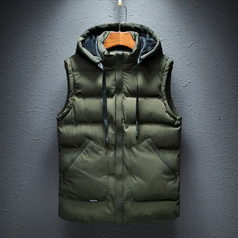 Men's Puffer Vest Warm Sleeveless Winter Jackets Waterproof Zipper Coats With Stand-Up Collar Casual Lightweight Outerwear For Cold Weather C12