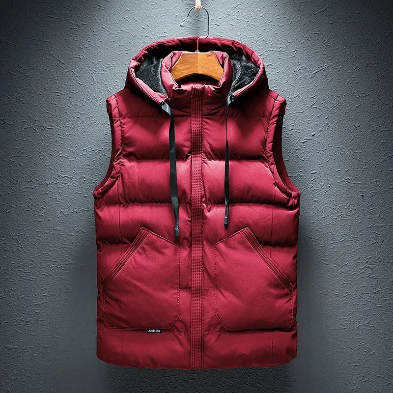 Men's Puffer Vest Warm Sleeveless Winter Jackets Waterproof Zipper Coats With Stand-Up Collar Casual Lightweight Outerwear For Cold Weather C12