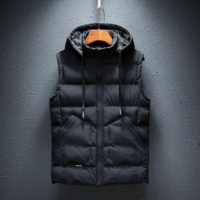 Men's Puffer Vest Warm Sleeveless Winter Jackets Waterproof Zipper Coats With Stand-Up Collar Casual Lightweight Outerwear For Cold Weather C12