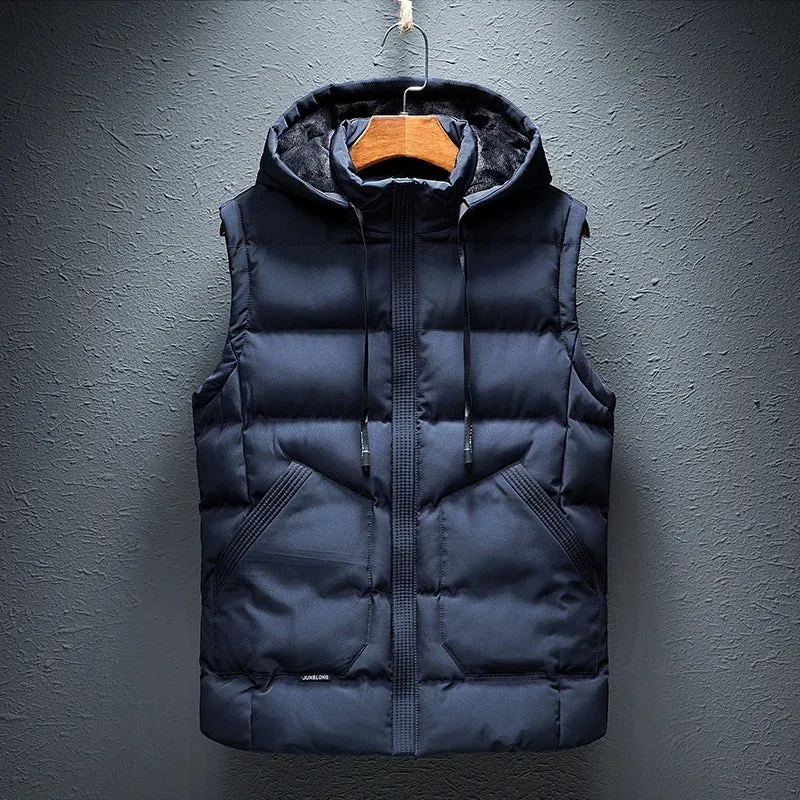 Men's Puffer Vest Warm Sleeveless Winter Jackets Waterproof Zipper Coats With Stand-Up Collar Casual Lightweight Outerwear For Cold Weather C12