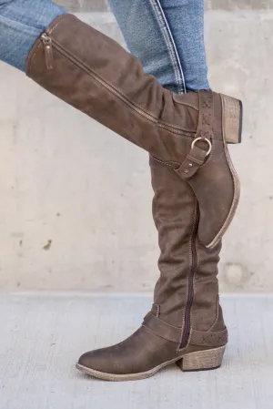 Merlot Tall Boots - Dark Taupe