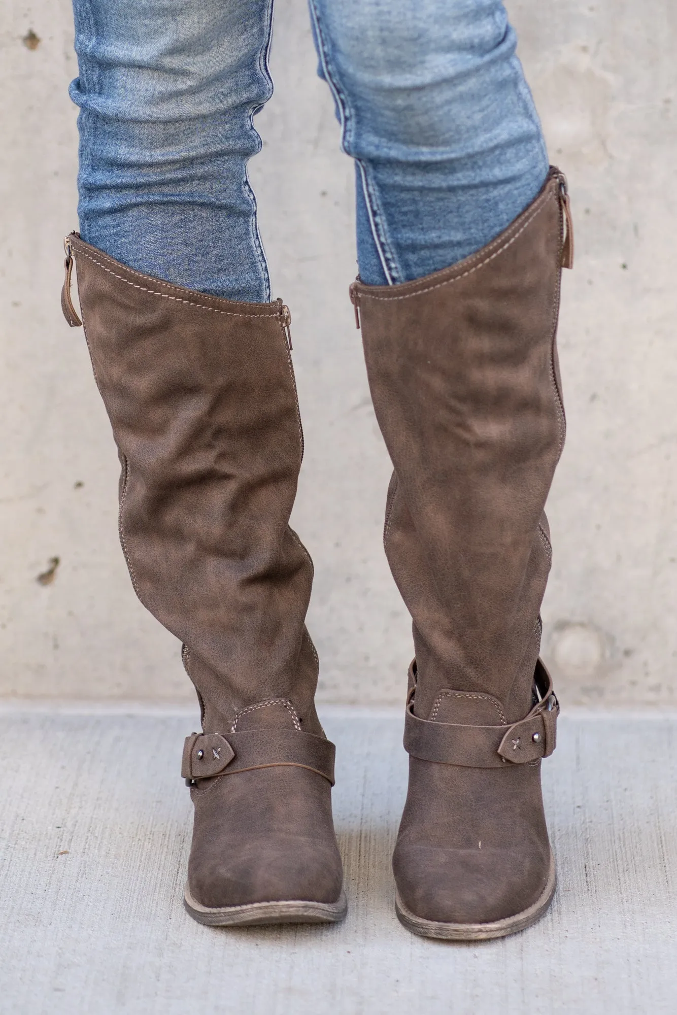 Merlot Tall Boots - Dark Taupe