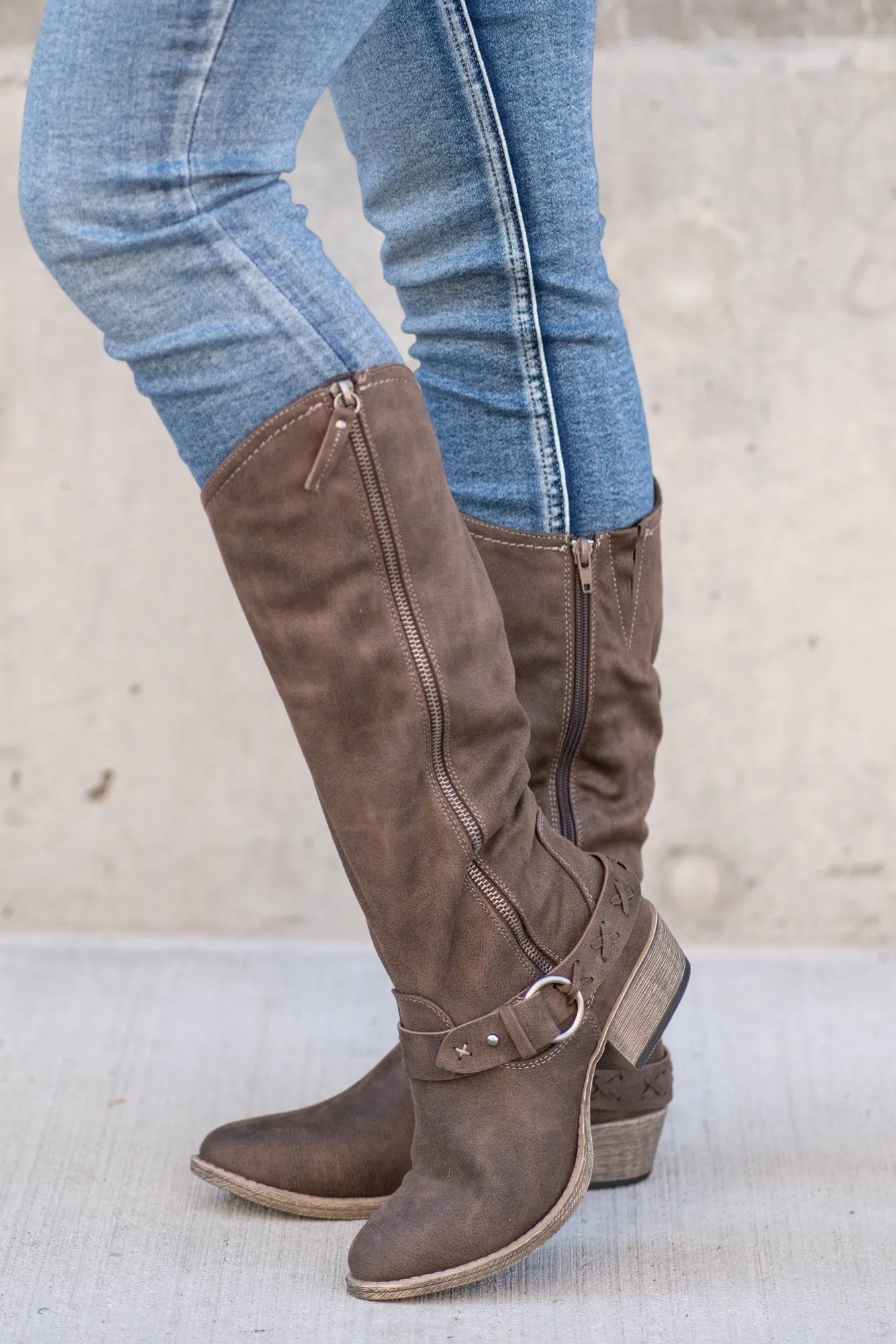 Merlot Tall Boots - Dark Taupe