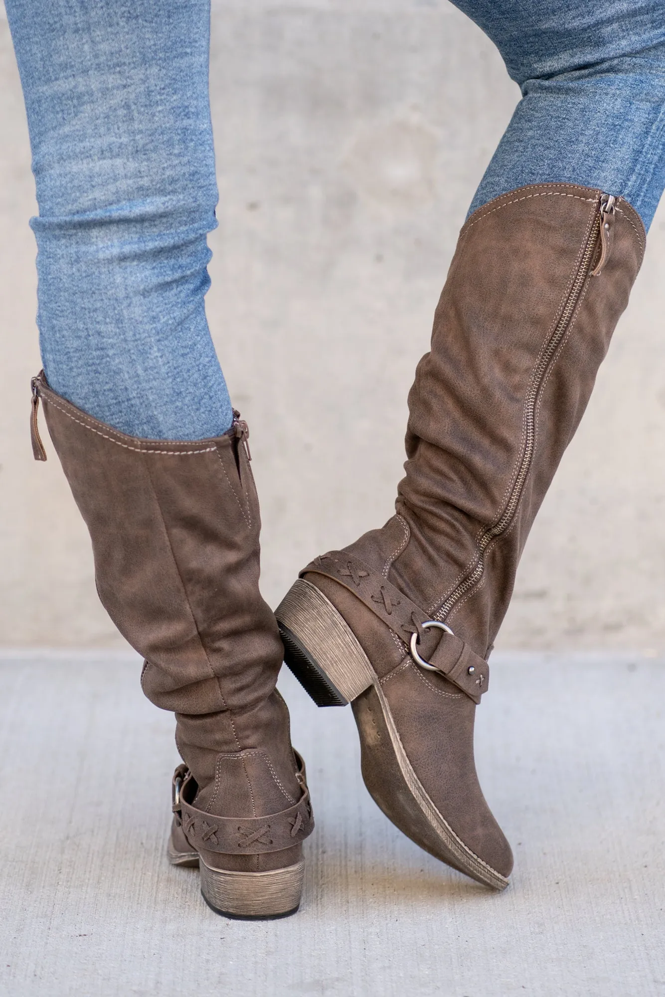Merlot Tall Boots - Dark Taupe