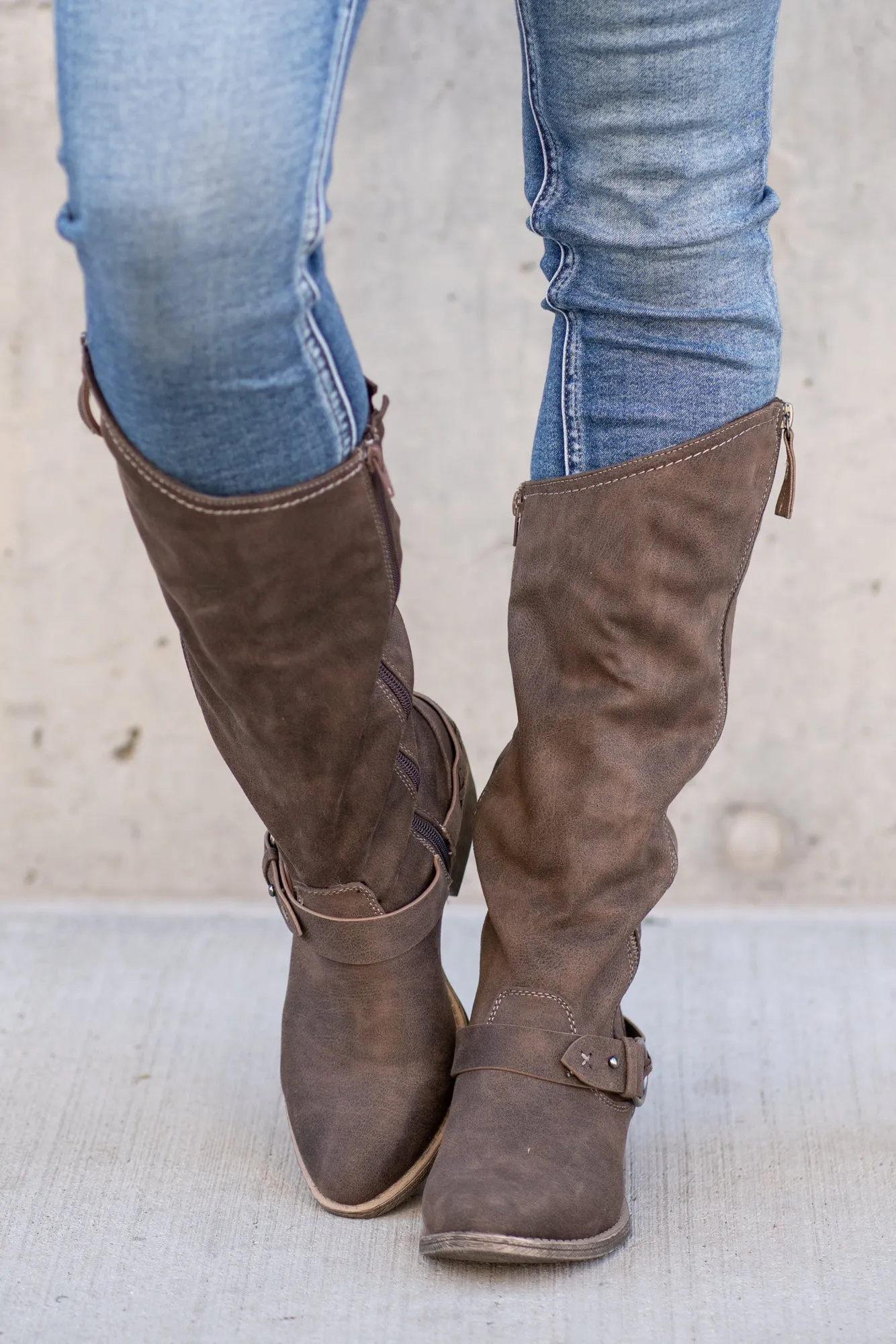 Merlot Tall Boots - Dark Taupe