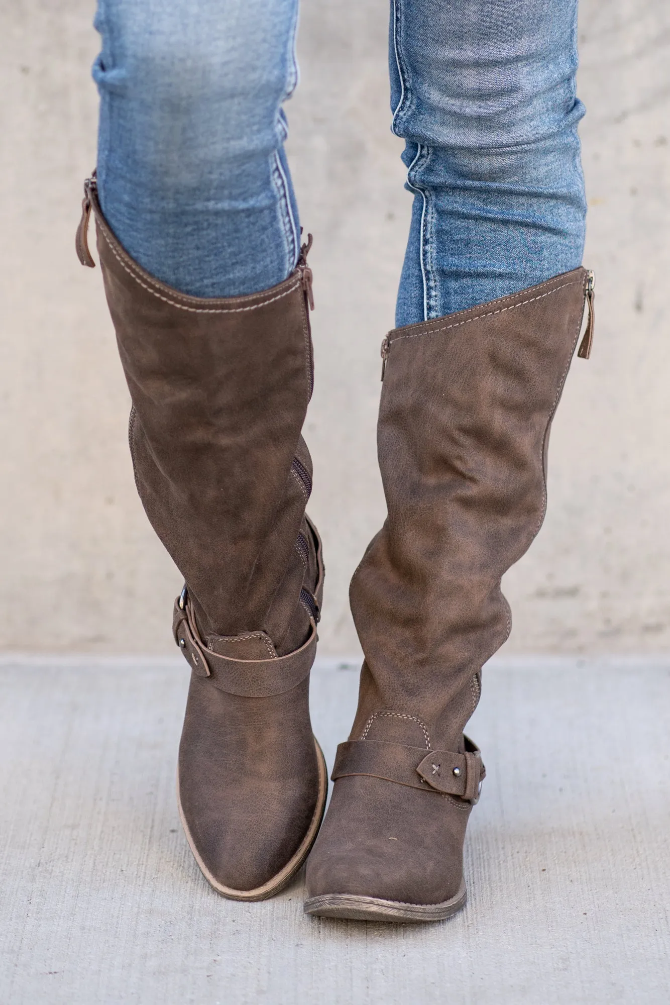 Merlot Tall Boots - Dark Taupe