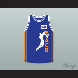 Michael Jordan 23 ACB 1990 Barcelona Exhibition Game Blue Basketball Jersey 1