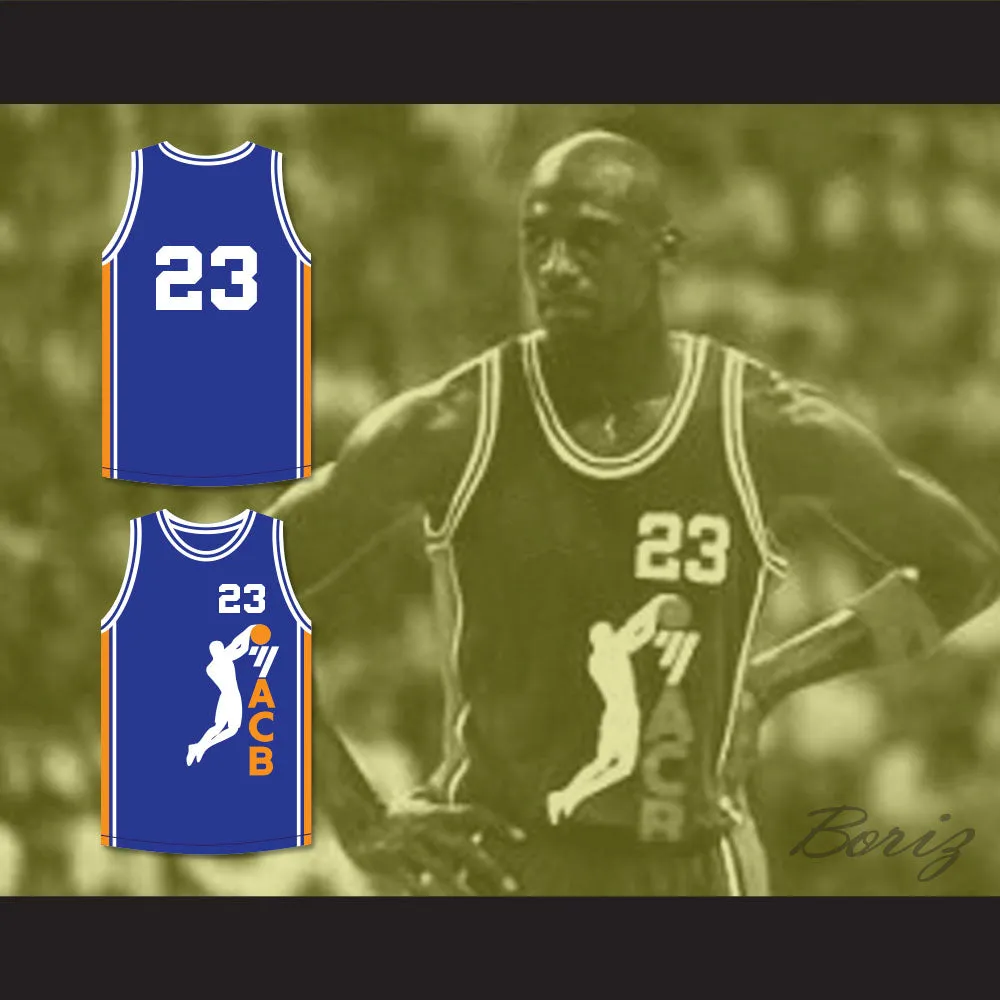 Michael Jordan 23 ACB 1990 Barcelona Exhibition Game Blue Basketball Jersey 1