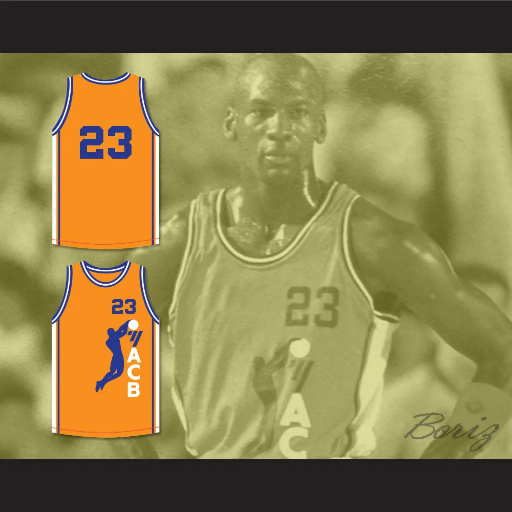 Michael Jordan 23 ACB 1990 Barcelona Exhibition Game Orange Basketball Jersey 1