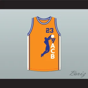 Michael Jordan 23 ACB 1990 Barcelona Exhibition Game Orange Basketball Jersey 1