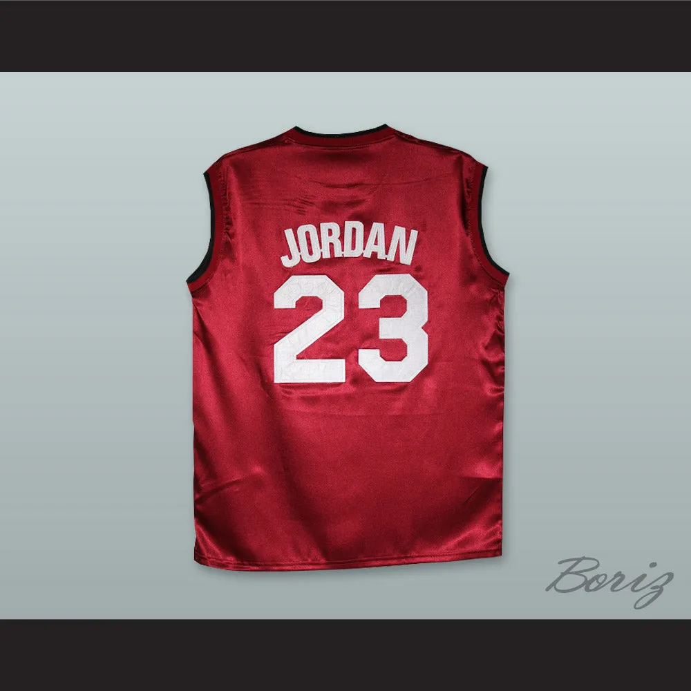 Michael Jordan 23 Tune Squad Maroon Silk Basketball Jersey