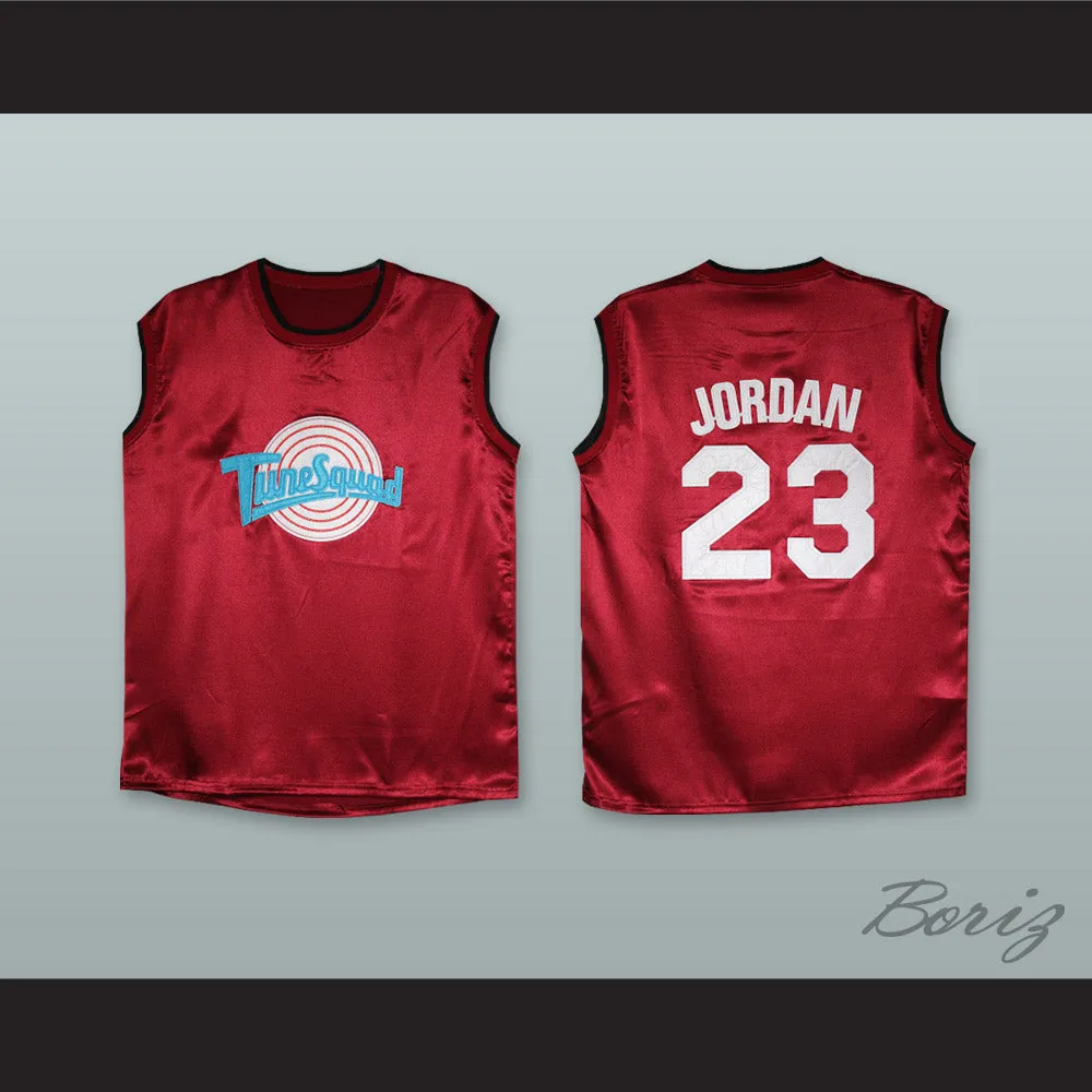 Michael Jordan 23 Tune Squad Maroon Silk Basketball Jersey
