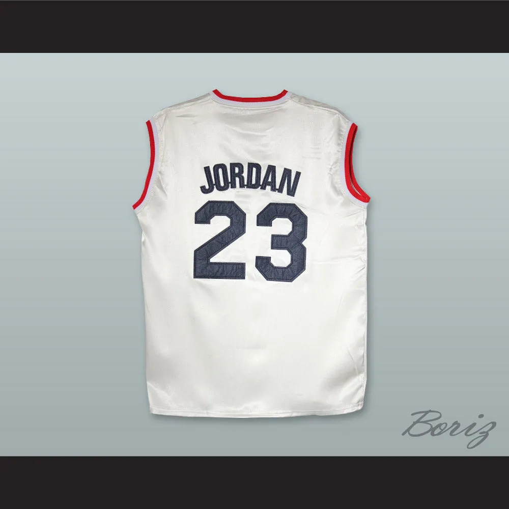 Michael Jordan 23 Tune Squad White Silk Basketball Jersey
