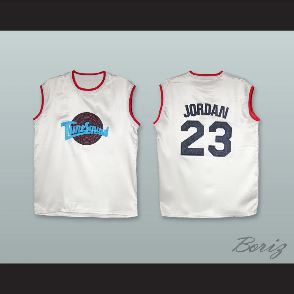 Michael Jordan 23 Tune Squad White Silk Basketball Jersey