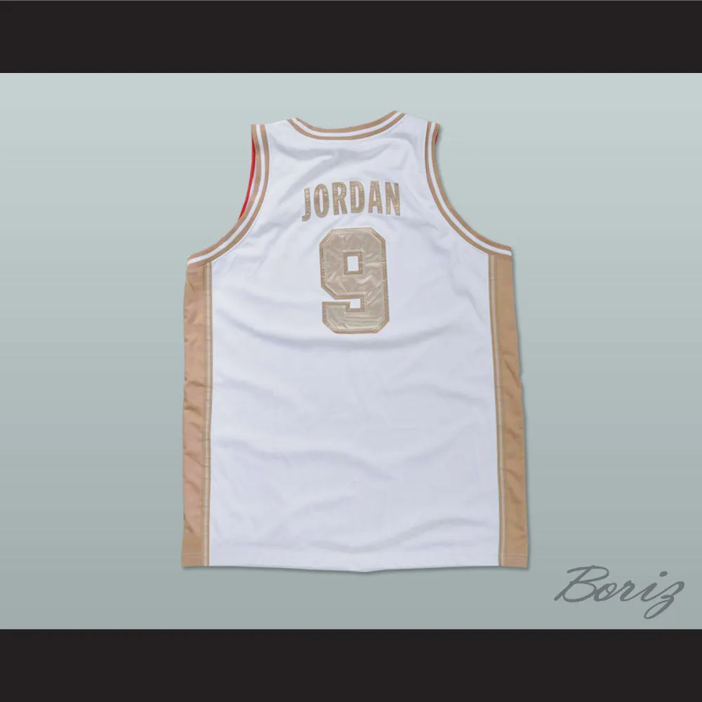 Michael Jordan 9 USA White and Gold Basketball Jersey